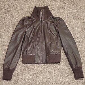 Halogen Hipster Y2K Dark Brown Leather Jacket XS